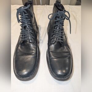 John Varvatos Black Leather Lace-Up Boots